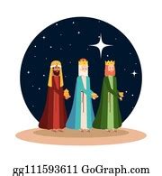 53 Three Wise Kings Night Stars Manger Cartoon Clip Art | Royalty Free - GoGraph