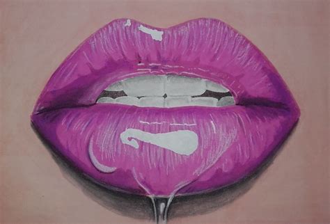 dessin d'une bouche ( promarker et pastel sec ) | Color pencil art, Lips drawing, Roses drawing