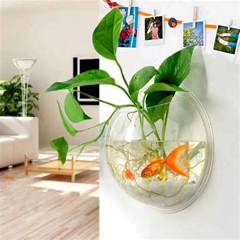 3 Size Transparent Acrylic Wall Plants Hanging Wall Aquarium Bowls Vase Fish Tank Aquarium Plant ...