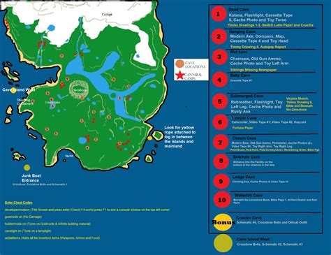 The Forest Map with information for each cave : r/TheForest