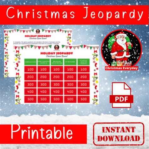 Christmas Jeopardy, Printable, Jeopardy , Trivia Game, Christmas Party ...