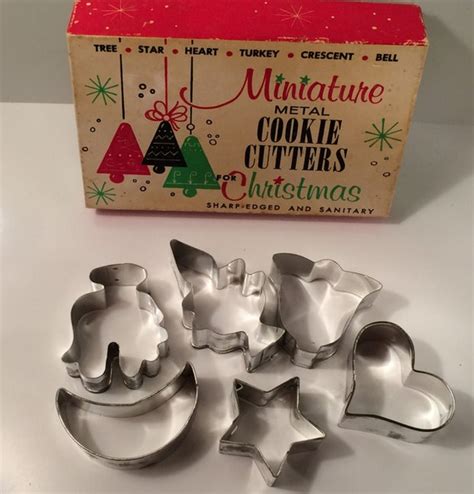 Miniature Metal Cookie Cutters Christmas by SoaringHawkVintage