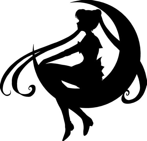 SAILORMOON Anime Sailor Moon Sitting Version 2 Silhouette Vinyl Stickers Symbol 5.5" Decorative ...