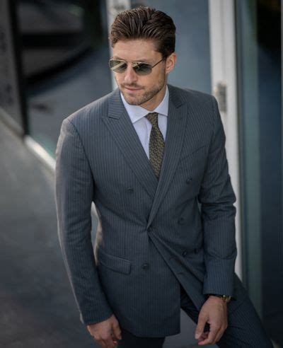 Grey Striped Double-Breasted Suit | Hockerty