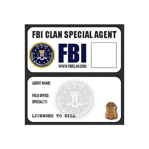 FBI Badge liked on Polyvore | Costumes | Badge, Kids cards, Licence to kill