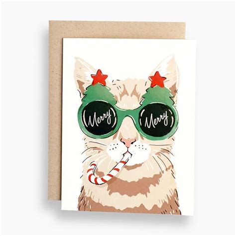 Merry Merry Cat Christmas Card | Christmas cards drawing, Painted christmas cards, Christmas ...