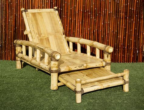 Bamboo Lawn Chair (Chaise) With Ottoman Foot Rest | Bamboo furniture ...