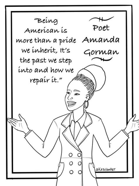 Amanda Gorman Free Printable Coloring Page - American Poet