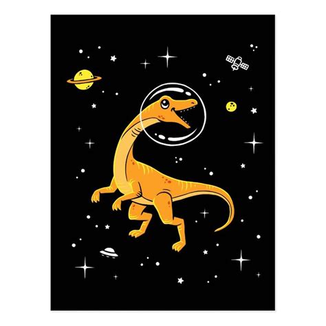 Yellow And Orange Velociraptor Dinos In Space Postcard | Zazzle | Dinosaur posters, Dinosaur ...