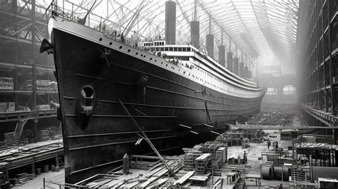 Large Ship Is Under Construction In A Large Building Background, Titanic Being Built Pictures ...