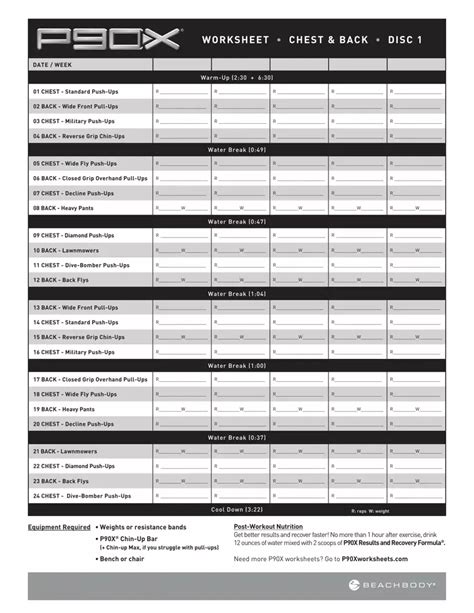 Printable P90x Classic Workout Schedule Pdf | EOUA Blog