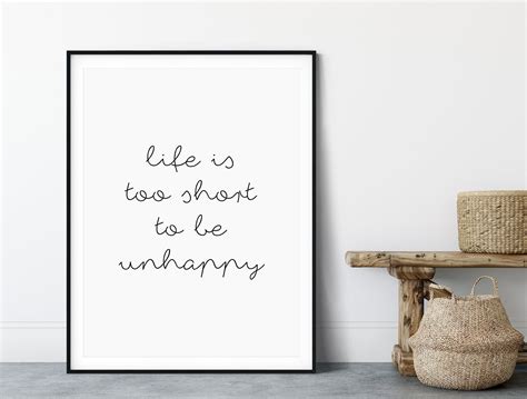 Life is Short Typography Print Wall Art Prints Black and | Etsy