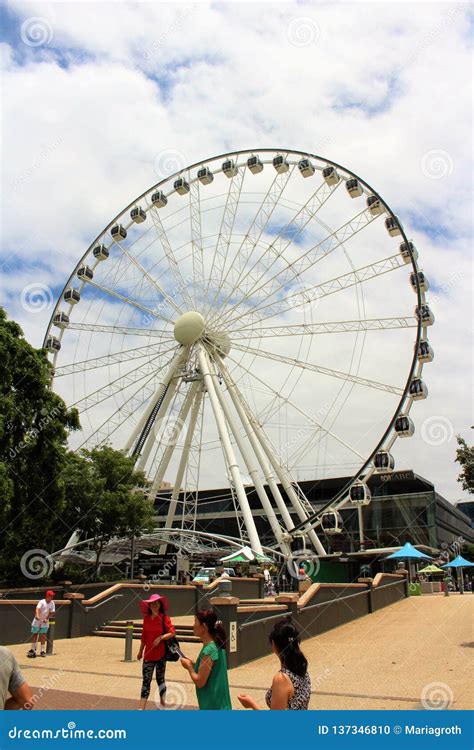 Wheel of Brisbane in South Bank Parklands Editorial Image - Image of attraction, fountains ...