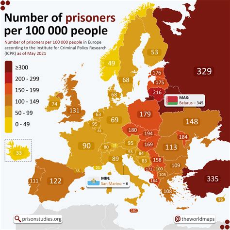 Liczba więźniów na 100 000 osób w krajach europejskich - nie spodziewałem się tak wysokiej ...