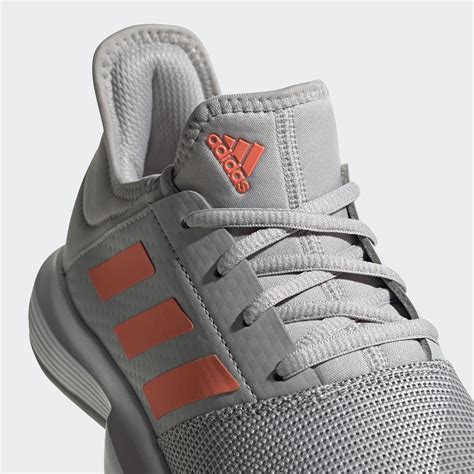 Adidas Womens GameCourt Tennis Shoes - Grey/Coral - Tennisnuts.com