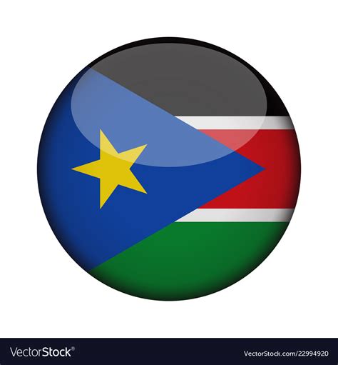 South sudan flag in glossy round button of icon Vector Image