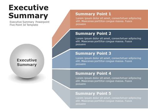 Executive Summary Powerpoint Five Point 3d Template | Executive summary ...