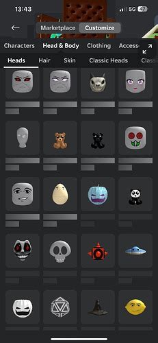 Some "Heads" do not load and are not clickable in Head & Body - Roblox ...