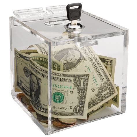 Clear Acrylic Locking Tip Jar Donation Collection Ballot Lockable Boxes