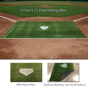 6'x12' Synthetic Turf Mat Baseball Softball Stance Batting Cage Practice Hitting Rug Equipment ...