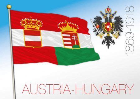 Bandera histórica de imperio de Austria y Hungría, 1869-1918, Austria — Ilustración de stock ...