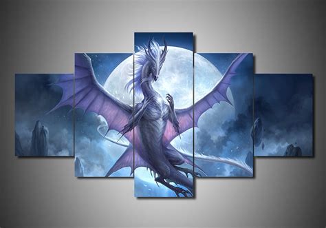 Dragon 8 – Abstract Animal 5 Panel Canvas Art Wall Decor – Canvas Storm