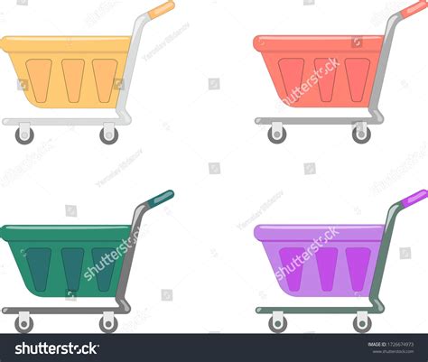 Supermarket Trolley Multicolored Vector Set Stock Vector (Royalty Free ...