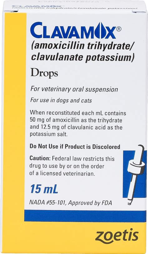 Clavamox (Amoxicillin / Clavulanate Potassium) Oral Suspension for Dogs & Cats, 15-mL - Chewy.com