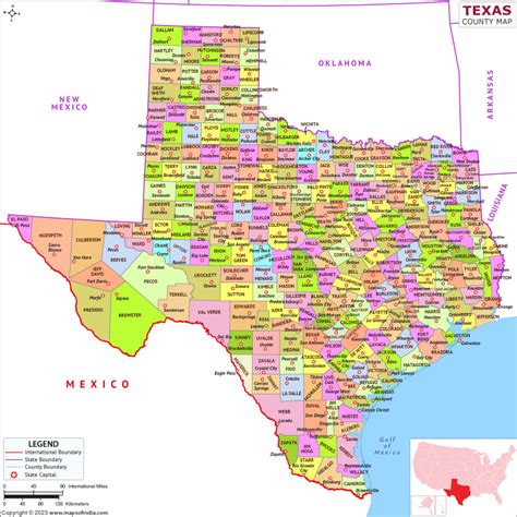 Texas Map | Map of Texas (TX) State With County