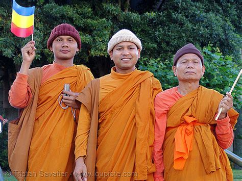 khmer-krom buddhist monks in street demonstration, civic center, san ...