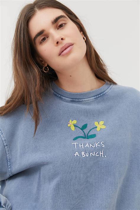 Thanks A Bunch Embroidered Crew Neck Sweatshirt in 2020 | Crew neck ...