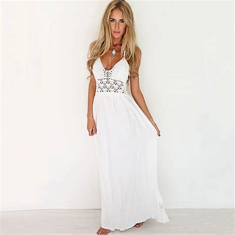 White Maxi Dress Summer New Arrival Women Sexy Boho Style Beach Dresses Bodycon 2016 Femme Plus ...