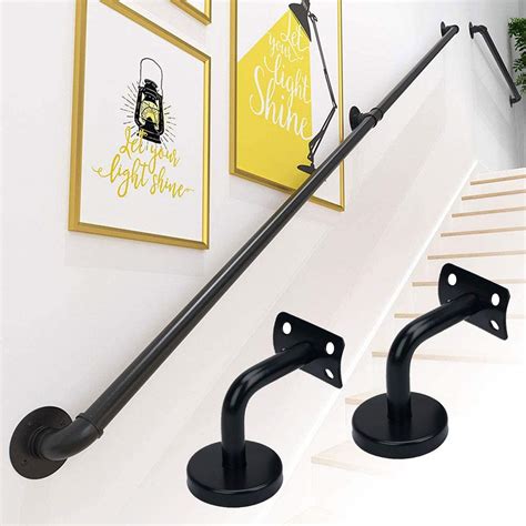 Buy ZIQI 5 Pack Black Stainless Steel Handrail Bracket, Heavy Duty Staircase Handrail Brackets ...