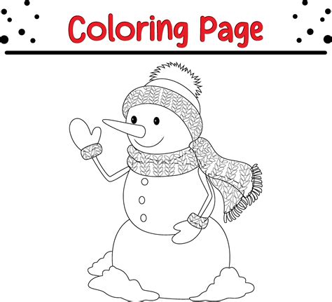 Coloring page Christmas snowman wearing hat scarf 36077545 Vector Art ...