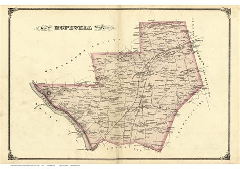 Hopewell Township, New Jersey 1875 Old Town Map Reprint - Mercer Co ...