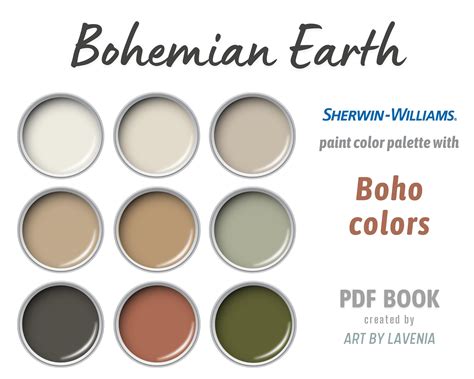 Sherwin Williams Boho Paint Color Palette Bohemian Earth Mid - Etsy