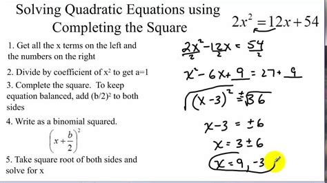 Solving quadratic equations by completing the square - YouTube