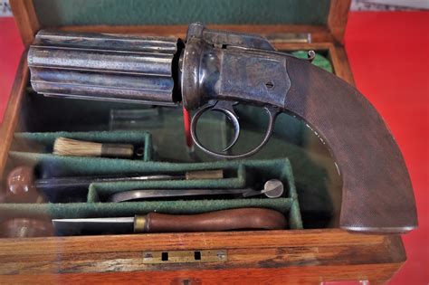 Cased Percussion Pepperbox Revolver from England...