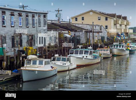 USA, Maine, Portland, Portland waterfront, lobster boats Stock Photo ...