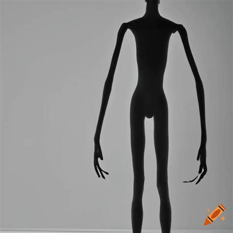 Slender tall skinny black shadowy figure lurking white background on ...