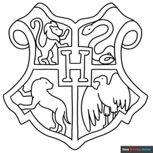 Hogwarts Crest Coloring Page | Easy Drawing Guides