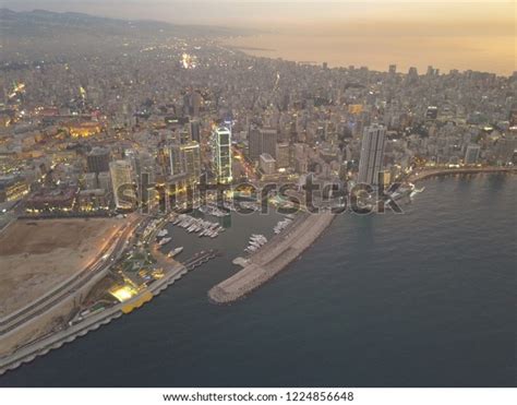 Drone Aerial View Beautiful Sunset Beirut Stock Photo (Edit Now) 1224856648