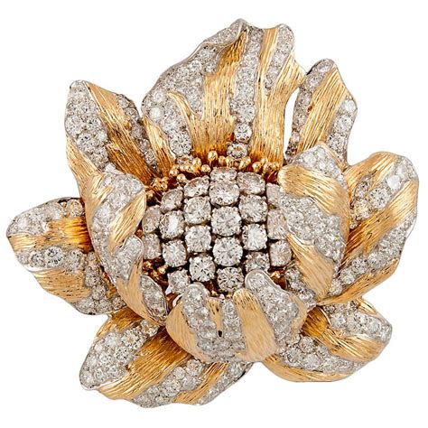 David Webb Vintage Collection Diamond Buttercup Flower Brooch | Diamond brooch, Vintage brooches ...