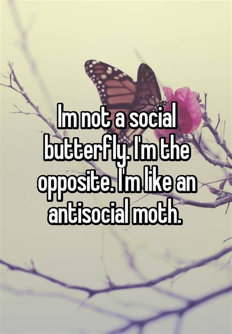 "Im not a social butterfly. I'm the opposite. I'm like an antisocial ...