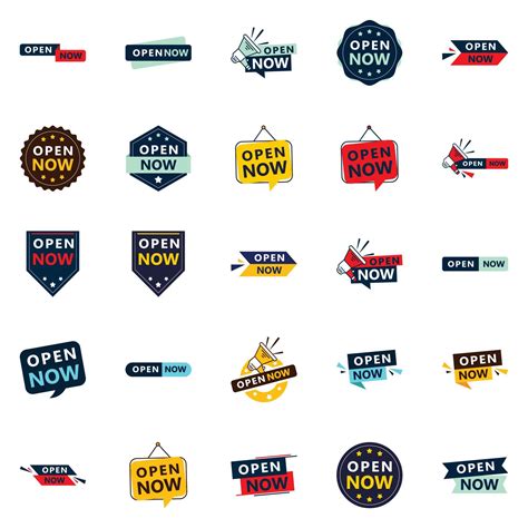 Open now banner pack 25 different designs for different situations 18708775 Vector Art at Vecteezy