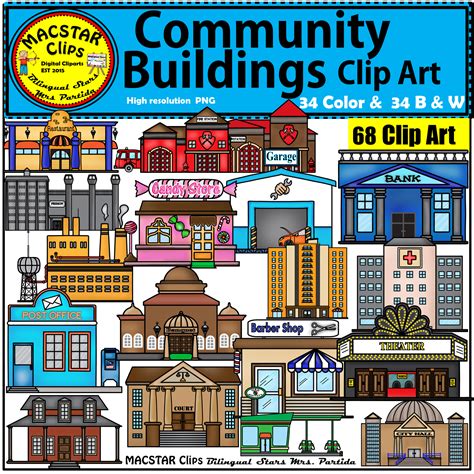 Community Buildings Clip Art Commercial use | Clip art, Community building, Powerpoint lesson