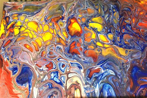 Abstract Painting with Orange, Yellow and Blue Colors