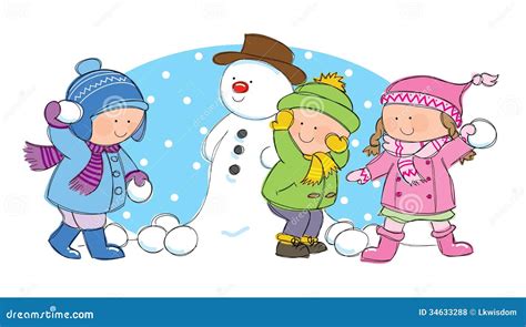 Children Having Snowball Fight Stock Illustrations – 72 Children Having ...