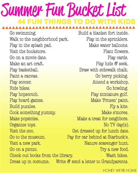 Honey We're Home: Summer Fun Bucket List // Fun Things to Do with Kids