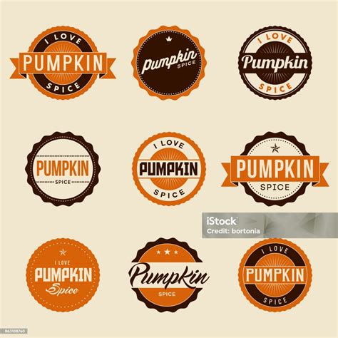 Pumpkin Spice Label Icon Set Stock Illustration - Download Image Now - Pumpkin Pie Spice, Autumn ...